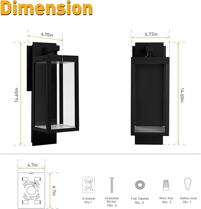 Dusk to Dawn Sensor Outdoor Wall Sconce, LED Integrated Exterior Wall Lantern Fixture, Wall Mount Lights Anti-Rust Waterproof Matte Black Wall Lamp with Clear Glass Shade for Garage, Doorway
