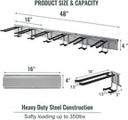 Wall Mount Tool Storage Rack, Garage Organization, Heavy Duty Garage Storage Tool Organizer, Garden Tool Wall Hooks and Hangers, Hold Up to 350lbs Grey