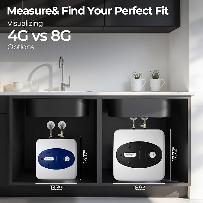 4 Gallon Electric Tank Water Heater, 120V 1500W Under Sink Instant Hot Tank Water Heater for RV, Camper, Kitchen, Food Truck, Wall or Floor Mounted, Blue