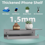 APLusee Gunmetal Gray Double Toilet Paper Holder with Shelf, 304 Stainless Steel Bathroom Tissue Roll Holder, Wall Mounted Paper Dispenser for Bathroom Kitchen, Fits Mega Rolls