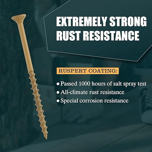 WELLOCKS Deck Screws, Wood Screws, Tan, Superior Rust Resistant, Epoxy Coated, Above 1000 Hour Salt Spray Coating T25 Torx Star Bit Included for Outdoor Wood Fence (1.2LBS Tan, #9×2-1/2")