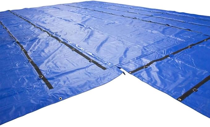 Mytee Products 2 Pack 24' x 27' Flatbed Trailer Lumber Tarp with 8 FT Drop - Heavy Duty Blue 18 Oz Vinyl Waterproof Tarp for Truck/Trailers to Protect Cargo from Wind, Rain, Snow, and Sun