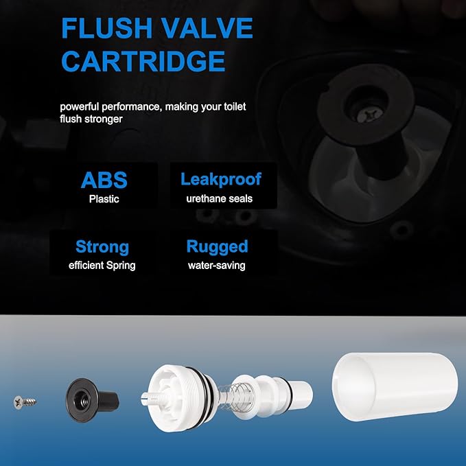 Flush Toilet Piston Replacement Parts C-100500-K Flush Valve Cartridge Assembly, for 500, 501, 501A, 501B, 503, 504 Series & M-101526-F3, M-101526-F4 Tank System Pressure Assist Repair Kit
