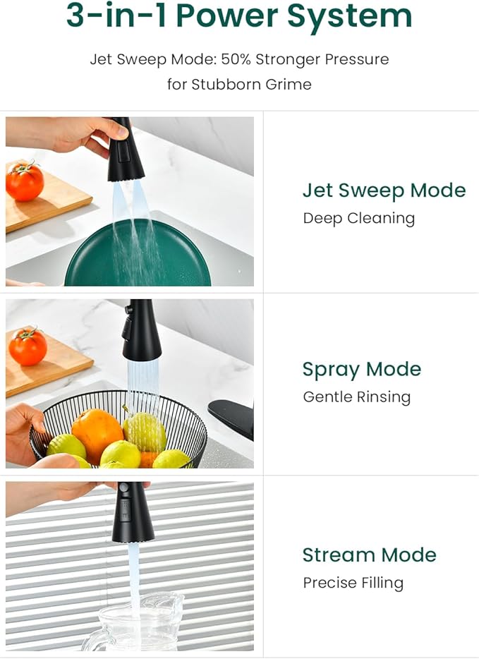 APPASO Pull Down Kitchen Faucet Touchless Black, Motion Sensor Activated Automatic Kitchen Faucet, High Arc Commercial Pre-Rinse Hands-Free Faucets for Kitchen Sink, Matte Balck (Side Sensor)