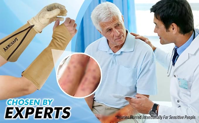 Arm Chaps Leather Protective Sleeves Arm Guard - Prevent Cuts, Scratches & Bruises - Genuine Cowhide - Ideal for Gardening & Construction - Left & Right Form-Fitting. Orange (1 Pair/X-Large).