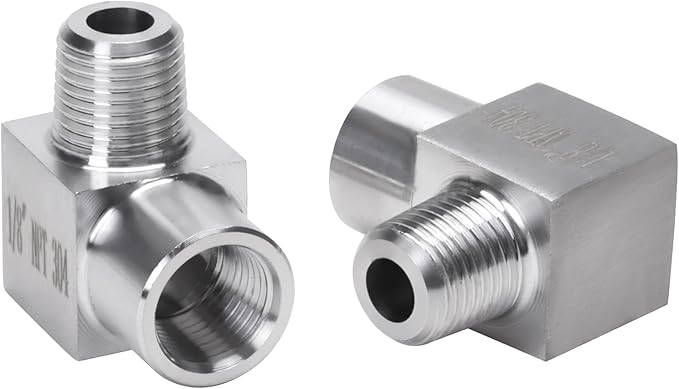 90 Degree Street Elbow - 1/8" NPT Male to 1/8" NPT Female Stainless Steel 304 Heavy Duty Forged Square Barstock Street Elbow Adapter Pipe Fitting (pack of 2)