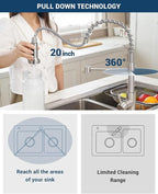 APPASO Kitchen Faucet with Soap Dispenser, SUS304 Pull Down Kitchen Faucet Commercial Single Handle High Arc Faucet for Kitchen Sink, Brushed Nickel