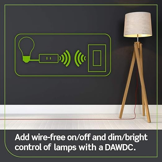 Leviton Decora Smart Dimmer Plug, Wi-Fi 2nd Gen, Works with Matter, My Leviton, Alexa, Google Assistant, Apple Home/Siri & Wire-Free Anywhere Companions for Switched Outlet, D23LP-1RW, White