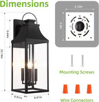 tewei 25'' Large Outdoor Wall Light, Porch Light Outdoor Wall Sconce Lantern, 4-Light Modern Black Exterior Lighting Fixture Wall Mount, Outside Light for House Garage, 1-Pack