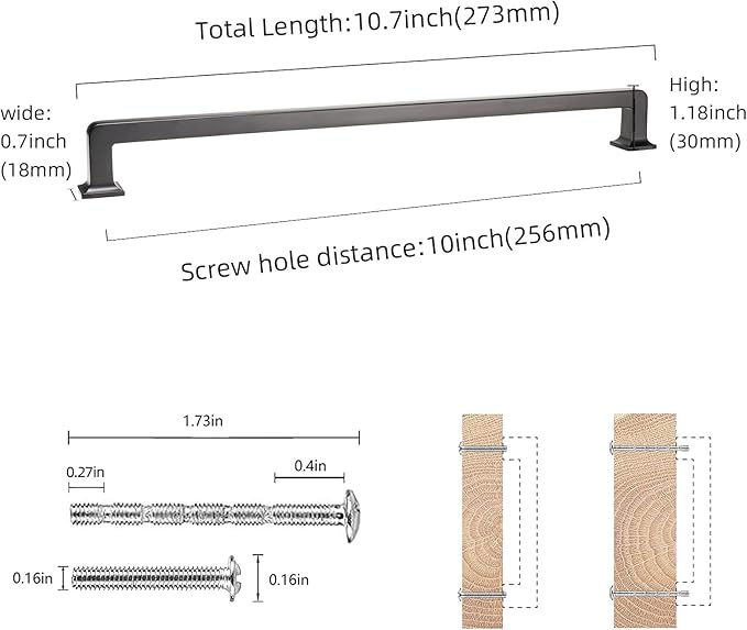 COTYKILEY 6 Pack 10 Inch(256mm) Oil Rubbed Bronze Cabinet Handles Kitchen Cabinet Pulls Cabinet Door Handles Kitchen Cabinet Hardware Cupboard Drawer Pulls Dresser Handles