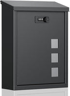 Uniclife Large Mailbox, Wall Mount Mailboxes for Outside, Mail Boxes with Combination Lock, Security Locking Key Drop Box for House School Office and Outdoor, Black