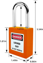 Lockout Tagout Locks Set - 10pcs Orange OSHA Compliant, Safety Padlocks for Electrical Lockout Tag Out Kits, Keyed Different