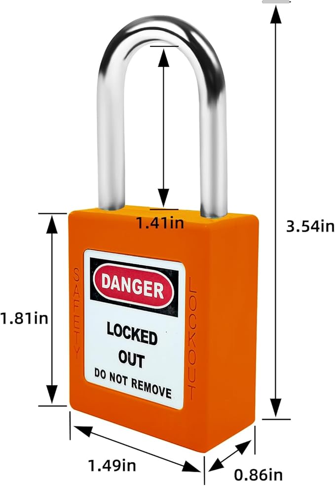 Lockout Tagout Locks Set - 10pcs Orange OSHA Compliant, Safety Padlocks for Electrical Lockout Tag Out Kits, Keyed Different