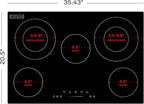 Empava 36 Inch Electric Ceramic Cooktop, 5 Radiant Burners with Dual-Ring Rear Zones & 100W Warmer, Touch Slider Controls, Stop & Go, Child Lock, Built-in, ETL Certified