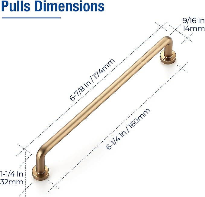 JOY DECOR Cabinet Pulls – 6-1/4 Inch Hole Center, Champagne Bronze, 30 Pack, Zinc Alloy Cabinet Handles for Drawers & Cupboard – Vintage Style Hardware for Kitchen, Bathroom, Dresser