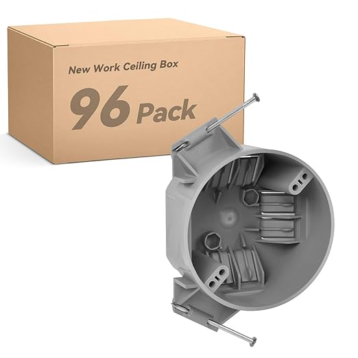 20 Cubic Inch New Work Ceiling Electrical Box, Ceiling Light Box for New Construction, PVC, UL Listed, 96 Pack