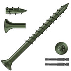 #10 x 2-1/2" Deck Screws (790Pcs) 10lb. Exterior Wood Screws. Carbon Steel, Green, Flat Head, Rust Resistant epoxy Coated, with T25 Star Bit