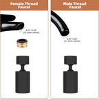 Hibbent Dual-function Female Faucet Aerator, NSF/ANSI/CAN 61 Certified Rotate Kitchen Sink Aerator Sprayer CUPC Certification 360° Swivel Sink Sprayer Attachment-55/64"-27UNS Female Thread-Matte Black