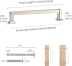 COTYKILEY 10 Pack 5 Inch(128mm) Brushed Satin Nickel Cabinet Handles Kitchen Cabinet Pulls Cabinet Door Handles Kitchen Cabinet Hardware Cupboard Drawer Pulls Dresser Handles