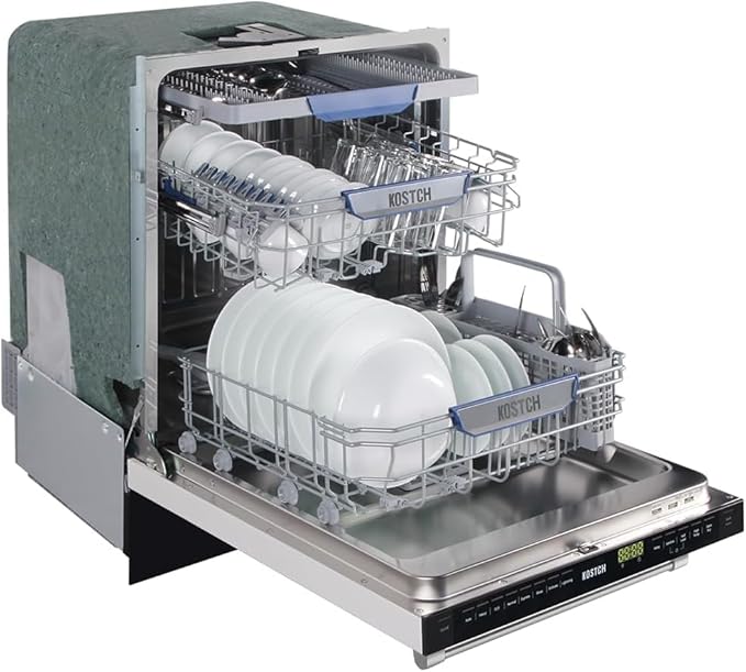 30 inch Freestanding Natural Gas Range or Liquid Propane Gas Range with 5 Burners, Large Capacity 24 inch Top Control Built-In Dishwasher with Third Rack, in Stainless Steel (White)