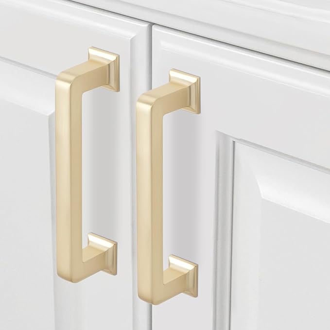 COTYKILEY10 Pack 3.75 Inch(96mm) Brushed Brass Kitchen Cabinet Handles Gold Cabinet Pulls Cabinet Kitchen Cabinet Hardware