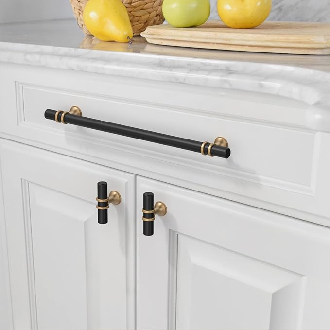 Asidrama 10 Pack 12.6 Inch(320mm) Champagne Bronze and Matte Black Kitchen Cabinet Handles, Cabinet Pulls Kitchen Cabinet Hardware Cupboard Handles Drawer Pulls