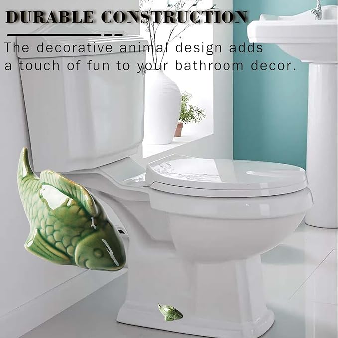 Toilet Bolt Caps, Fish Ceramic Toilet Bolt Caps, Fun and Cute Bathroom Decor for Easy Toilet Installation - Decorative Covers for Toilet Bolts (Green fish 2pcs)