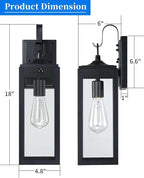 18'' Large Motion Sensor Outdoor Lights 2 Packs, Dusk to Dawn Exterior Lighting Fixtures, Modern Black Outdoor Sconces Porch Light for House, Outside Farmhouse Wall Lanterns for Front Door, Garage