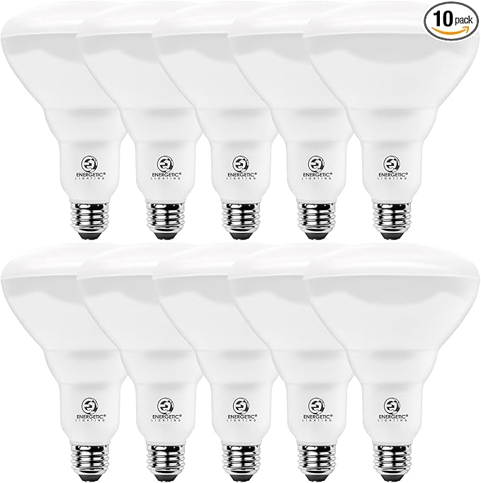 Energetic BR40 LED Indoor Flood Light Bulbs, Dimmable, 5000K Daylight, 110W Equivalent, 1600LM, E26 Base, Recessed Can Light, High Lumen, Flicker Free, UL Listed, 10 Pack