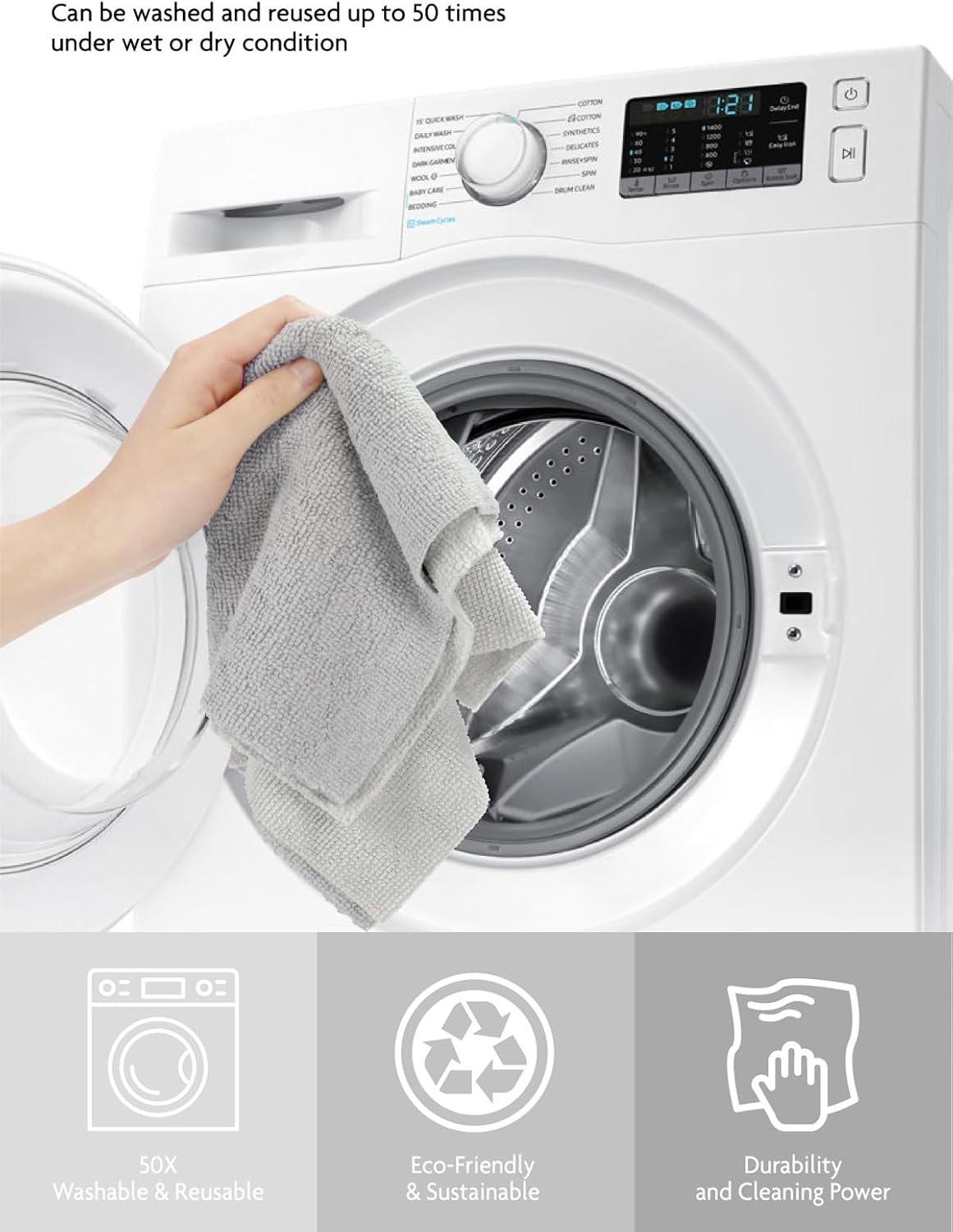 Fantasticlean Microfiber Cleaning Cloth Roll -75 Pack, Tear Away Microfiber Towels, 12" x 12", Reusable, Washable, Scratch Free, Ultra Absorbent Dishcloth for Home Supplies, Car, Pet (Cool Grey)