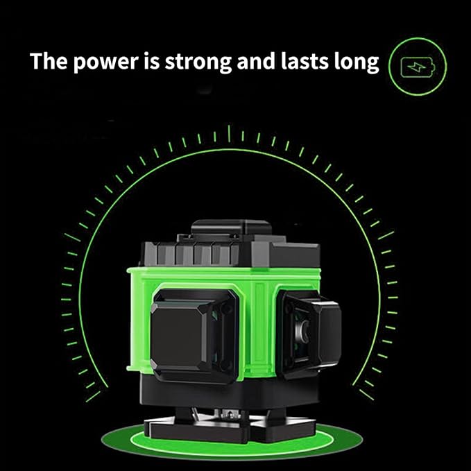 Laser Level, Laser Level 360 Self Leveling, 3x360° Green Cross Line for Construction and Picture Hanging, 3D 12 Lines Laser Level Self Leveling Tool with Rechargeable Battery