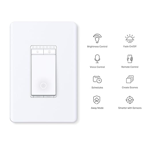 TP-Link Tapo Smart Dimmer Switch, Single Pole, Neutral Wire Required, 2.4GHz Wi-Fi Light Switch Compatible with Alexa and Google Home, UL Certified, No Hub Required, White, Tapo S500D(4-Pack)