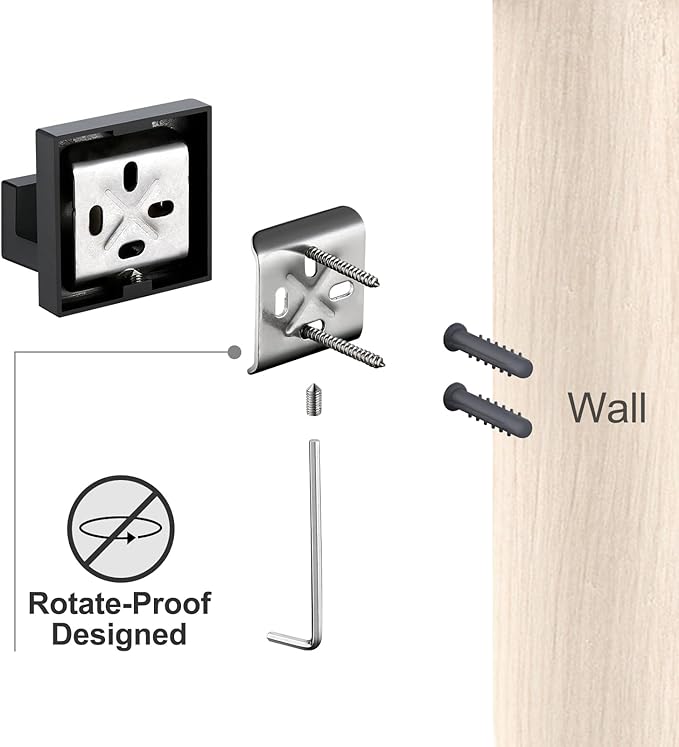 BAGNOLUX Matte Black Bathroom Accessories Set 4 Pieces, Bathroom Towel Holder Set Stainless Steel, Black Towel Bar Towel Racks for Bathroom Wall Mounted, Square Bathroom Hardware Set Heavy Duty