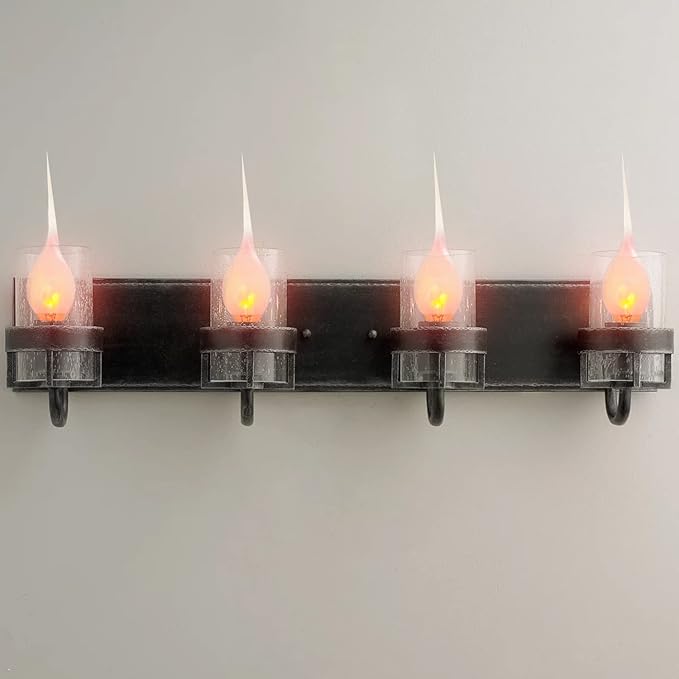 Christmas Flicker Flame Candle Light Bulbs, Country Style Silicone Dipped Flickering Replacement Bulbs for Electric Window Candles, Chandelier, E12 Candelabra Base, 1Watt, 120 Volt, 12 Pack