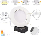 6 Inch Led Recessed Lights 6 Pack,Ajustable Led Eyeball Gimbal Light with Junction Box,5CCT Selectable,15W 1250LM,Dimmable