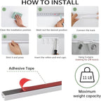 Self Adhesive Curtain Track Ceiling Or Wall, No Drill Curtain Rod, Adhesive Curtain Rod For Windows Cabinet Closet Bathroom Shower Curtain (32 Inch) (32 Inch)