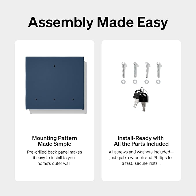 Wall Mount Mailbox - Small, Anti-Theft Locking Mailbox, Weatherproof Mailboxes for Outside The House, 13.5" H x 15" L x 5.5" D (Black)