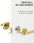 Asidrama 4 Pack Privacy Gold Door Handles, Door Lever with Door Knobs Indoor for Bedroom or Bathroom, Heavy Duty Brushed Gold Door Handles Interior with Locks for Left Right Sided Doors