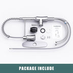 Kitchen Faucet with Pull Down Sprayer, Hurran Commercial Stainless Steel Kithcen Faucets, Single Handle Spring Faucets for Kitchen Sink, Sink Faucet for Farmhouse Wet Bar or RV, Chrome