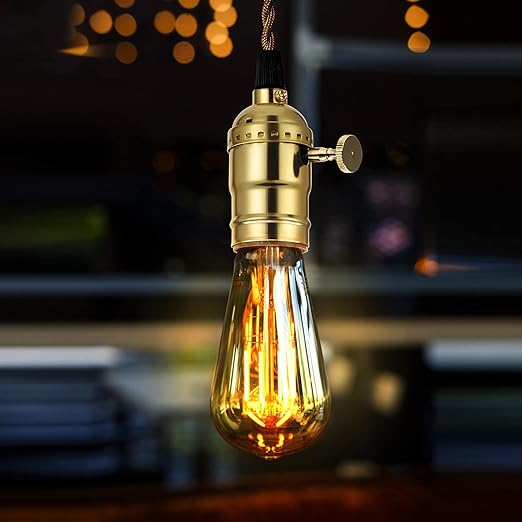 DiCUNO Lamp Turn On/Off Switch Knobs Replacement, Metal Lamp Switch Knob for Universal Light Socket, Standard Size, Champagne Gold, 4 Packs