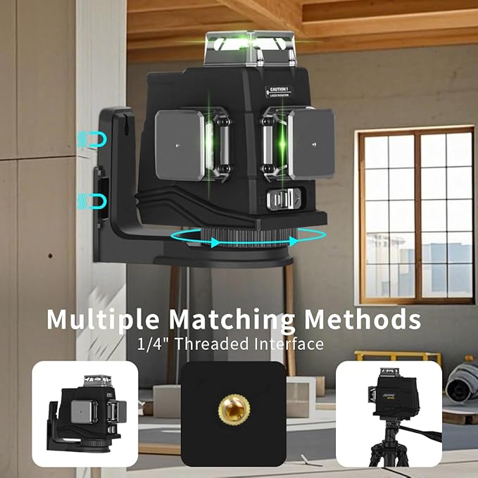 JEPPO Laser Level with Tripod,3D Green Laser Level 3x360 Self Leveling,12 Line Lazer Leveler Tool for Construction,Picture Hanging,APP Remote Control,Rechargeable Battery,Magnetic Rotating Stand