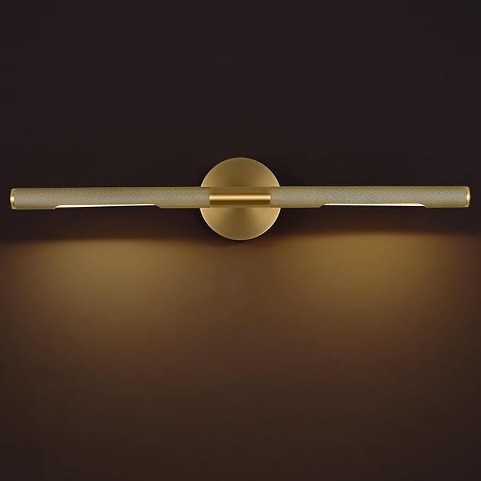 Gold Brass Hardwired Picture Light, 24" Knurled Dimmable Rotatable 360° Picture Lights for Wall, Vanity Light, Gallery Wall Light, Art Lighting, Picture Frame Light,Include Bulb