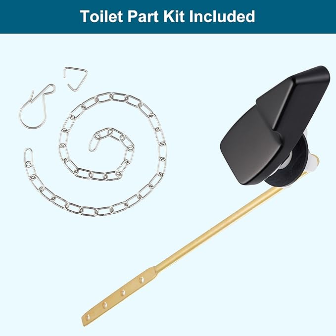 Black Metal Toilet Handle Replacement Kit, Universal Front Mount Fit Compatible with American Standard/Mansfield/Gerber/TOTO/Kohler Toilet, Toilet Tank Flusher Lever with Flapper Chain, Matte Black