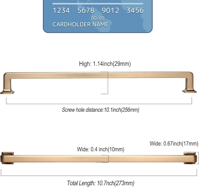 FILTA 10 Inch(256mm) Hole Centers Champagne Bronze Cabinet Pulls(Set of 6),Champagne Cabinet Pulls Zinc Alloy Kitchen Cabinet Handles Cabinet Hardware for Cabinets Cupboard Drawer