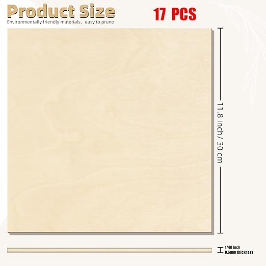 GSCIT Club 17 PCS Birch Wood Veneer, 12 inch x 12 inch Wood Edge Banding Pre-glued Flexible, Veneer Tape Banding for Cabinet Repair Furniture Restoration