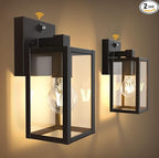 PARTPHONER Dusk to Dawn Outdoor Light Fixtures, 2-Pack Sensor Porch Lights, Waterproof Exterior Wall Sconce Lighting Lamp, Waterproof Wall Lantern for House, Doorway, Garage (Black)