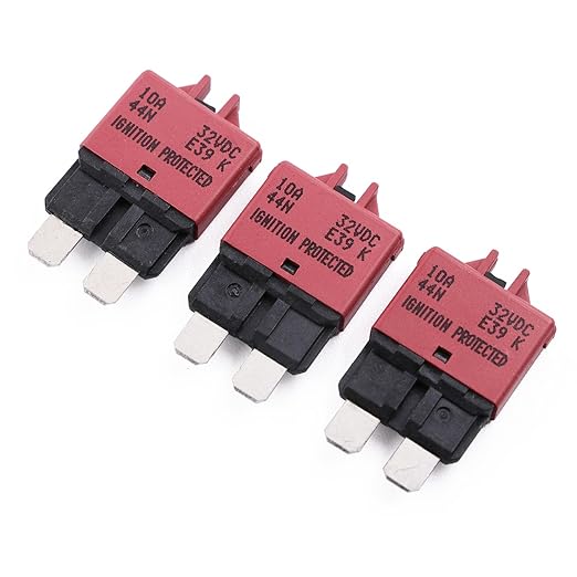 Car 10A Fuse Circuit Breaker Manual Reset ATO/ATC Low Profile E39- UL Certified Blade Breakers Fuses Resettable 10 Amp 12V-32V DC for Automotive RV Trucks Boat Solar - 3 Pack