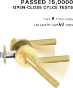 Asidrama 8 Pack Privacy Gold Door Handles, Door Lever with Door Knobs Indoor for Bedroom or Bathroom, Heavy Duty Brushed Gold Door Handles Interior with Locks for Left Right Sided Doors