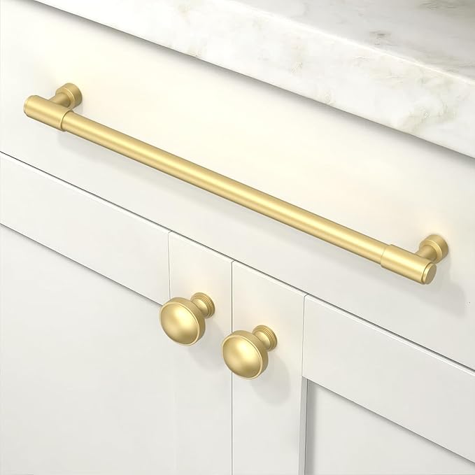 10 Pack Brushed Gold Cabinet Pulls 10 Inch(254mm) Kitchen Cabinet Handles Cabinet Hardware for Drawer Pulls