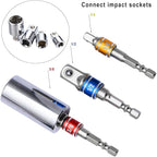 3-Piece Socket Adapter Extension Set, 1/4, 3/8, 1/2 Inch Hex Shank, Impact Grade, Power Drill to Socket Converter